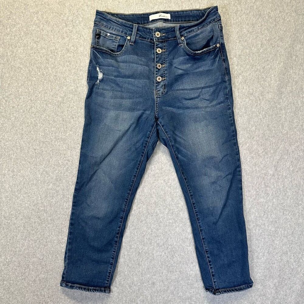 KanCan Women’s Size 32 Jeans Blue Dark Wash Denim Exposed Button Fly High Rise